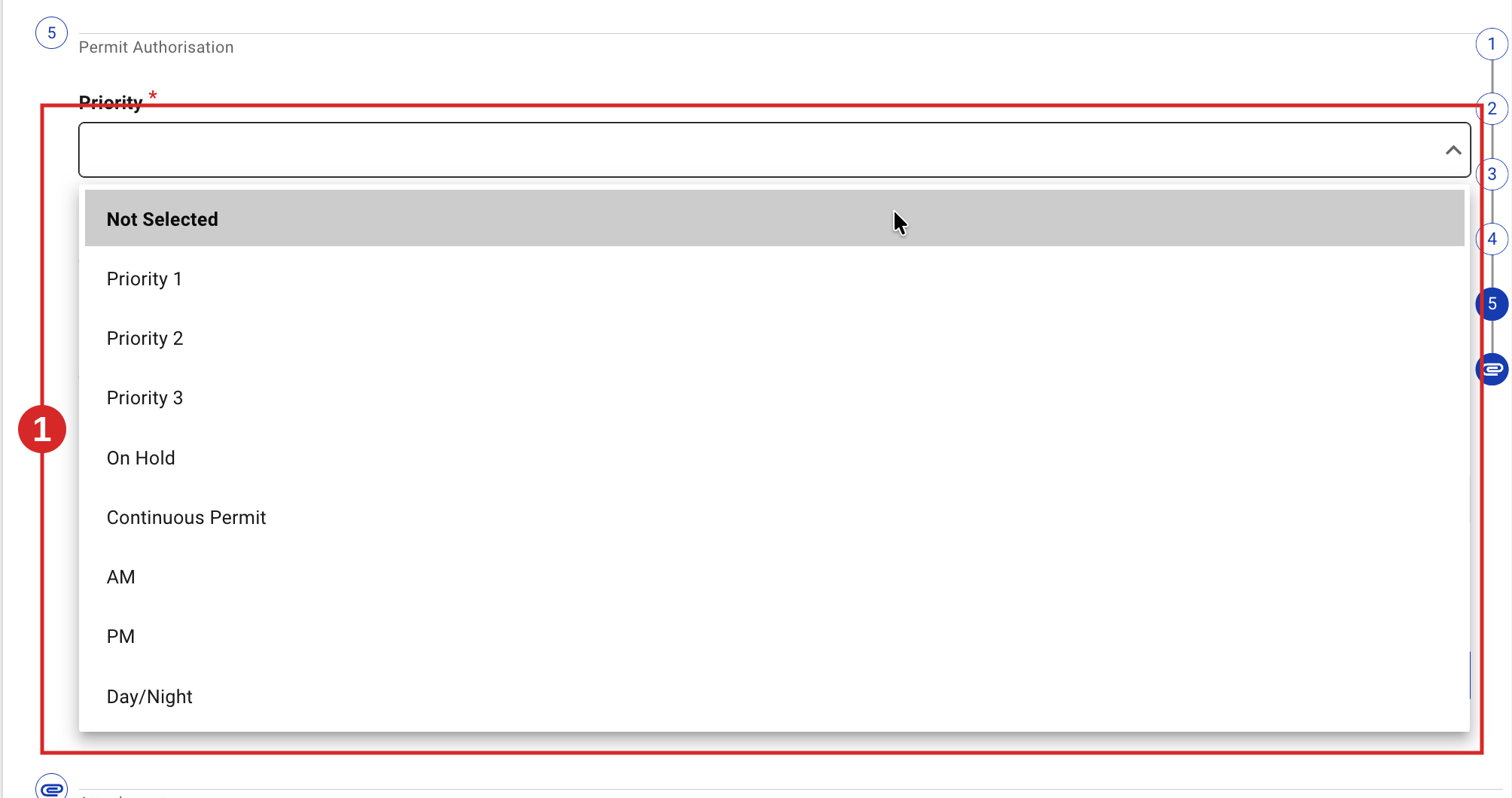 Set the mandatory Priority before authorising.