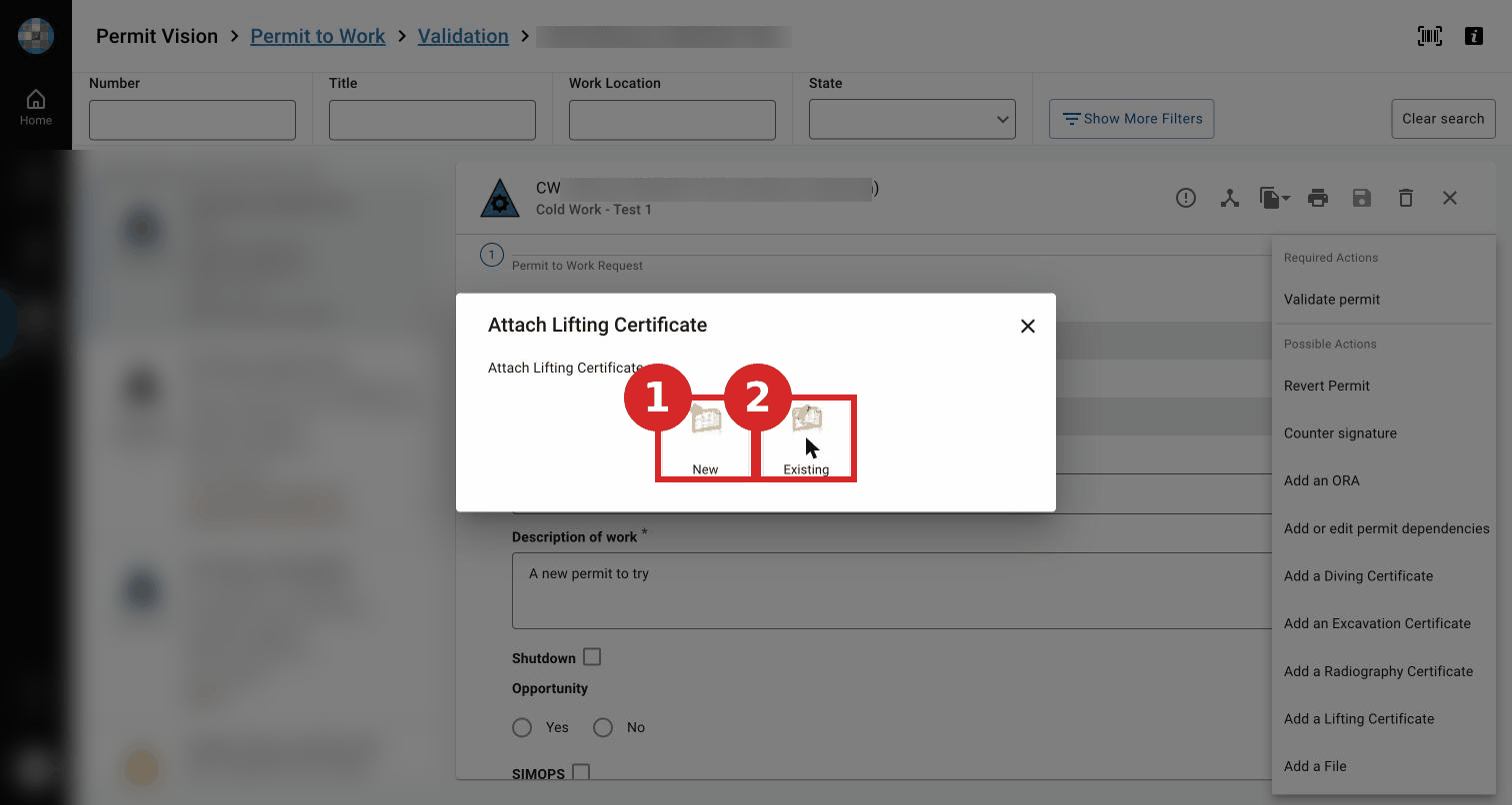 Choose New or attach an Existing certificate (the type is already chosen from the menu).