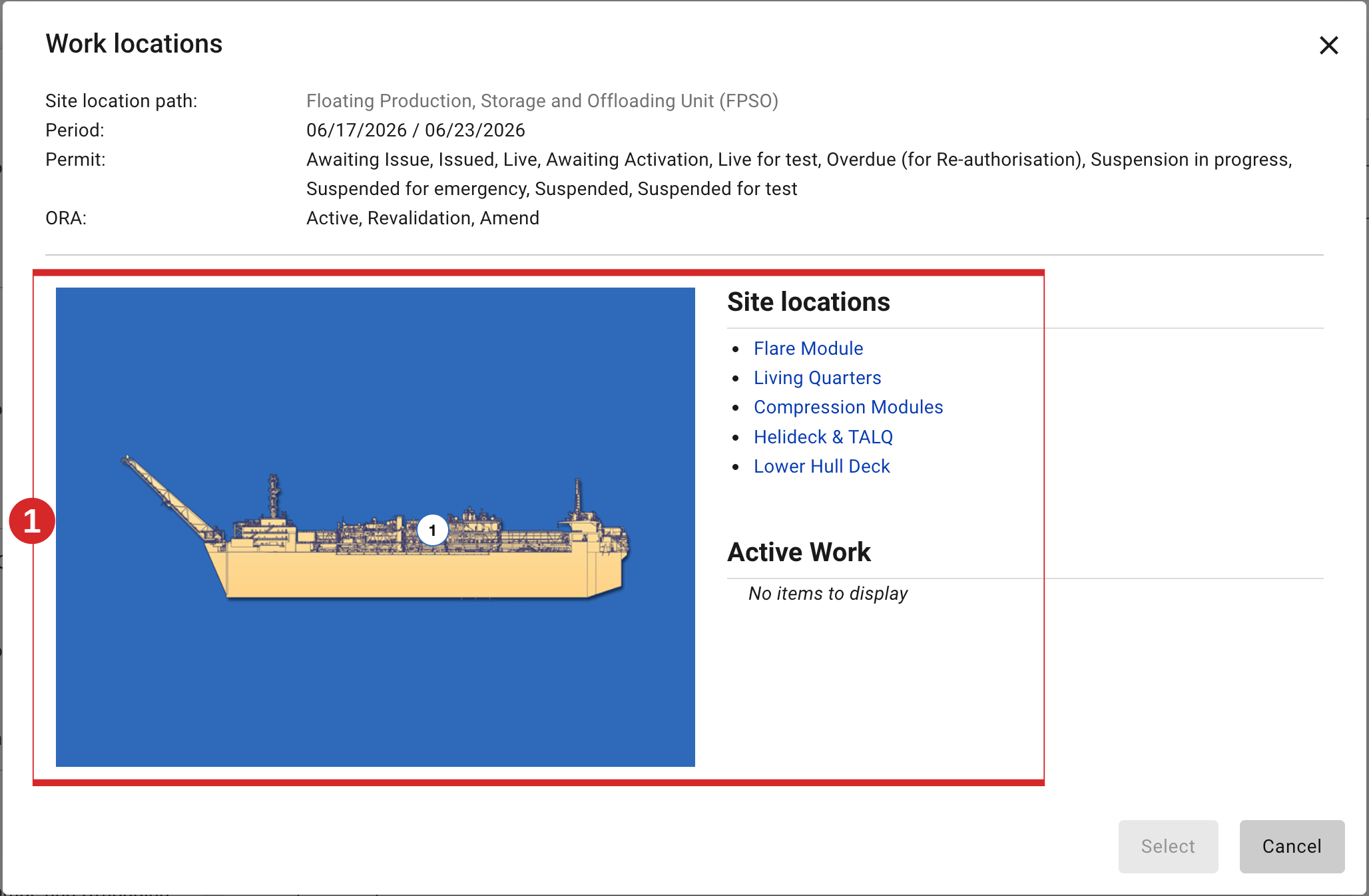 Place the permit on the site map (Work locations).