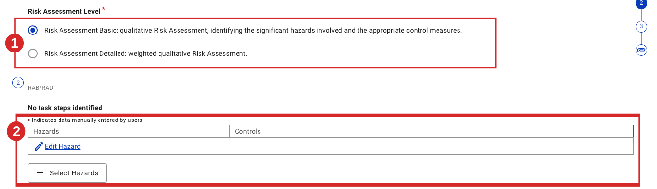 A Basic risk assessment shows hazards and controls only.