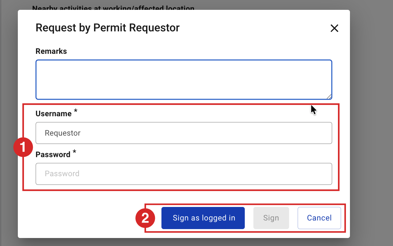 Sign the request to submit the permit for validation.
