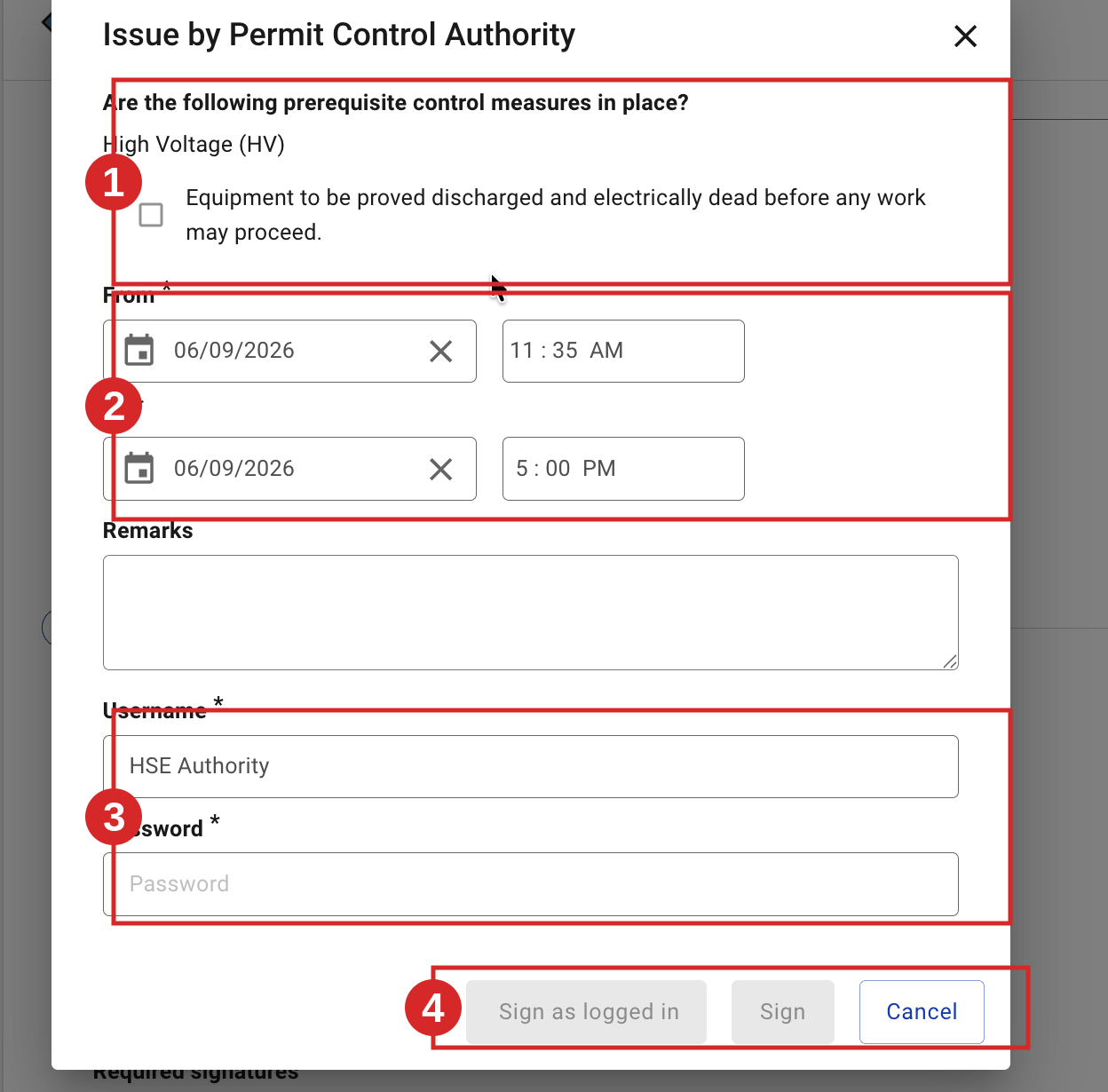 Confirm the prerequisite controls and set the issuing period.
